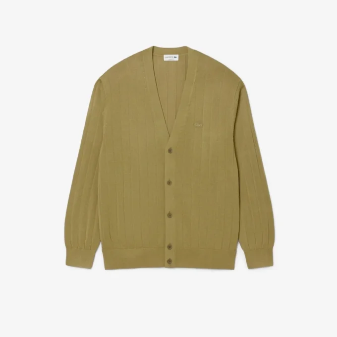 Herren-Strickjacke aus fließendem Rippstrick