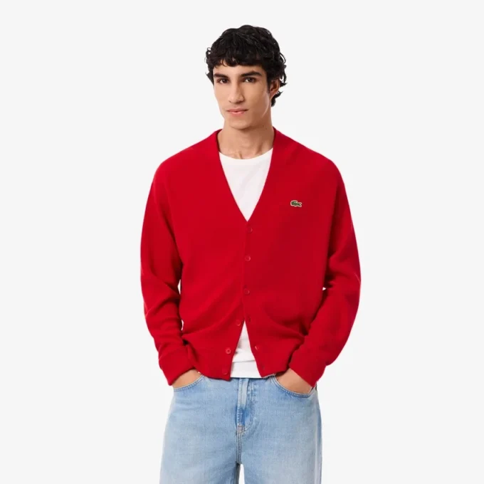 Herren-Strickjacke aus Wolle in Relaxed Fit
