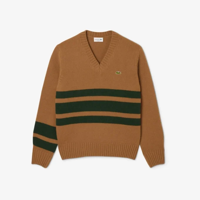Herren-Strickpullover aus Wolle mit V-Ausschnitt