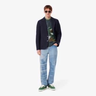 Herren-Strickpullover mit Intarsien-Krokodil