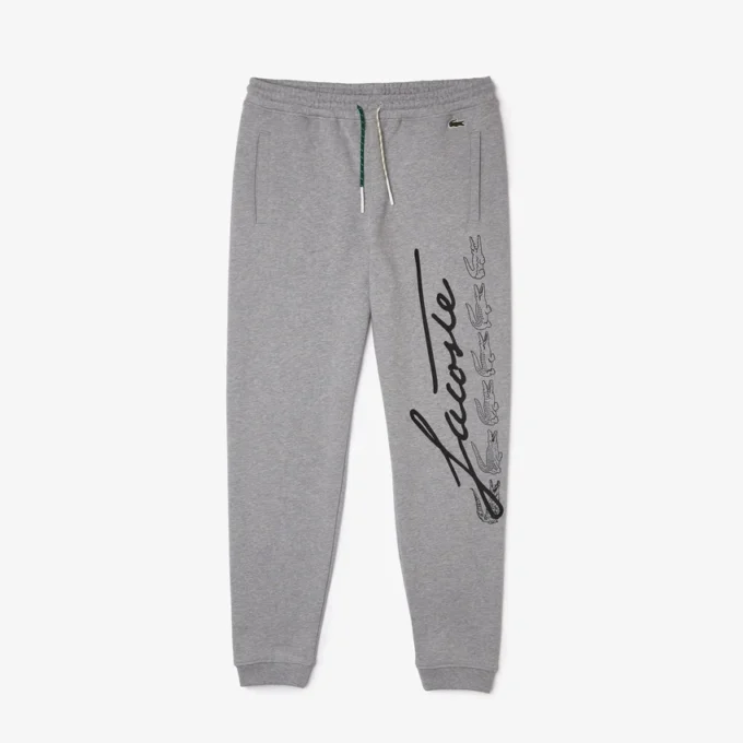 Herren-Sweathose aus Baumwollfleece mit Signature- und Krokodil-Print