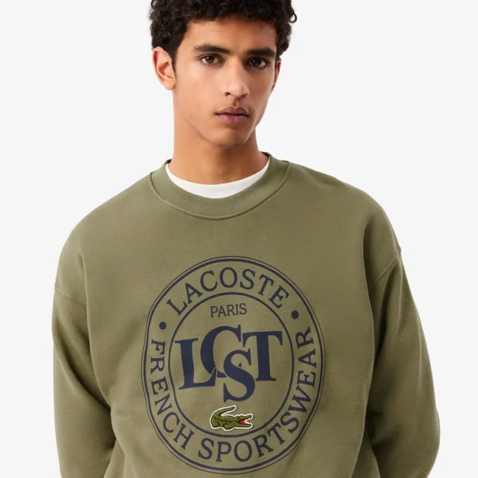 Herren-Sweatshirt aus bedrucktem Fleece in lockerer Passform