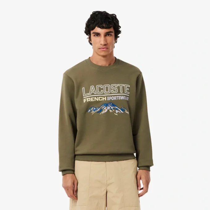 Herren-Sweatshirt aus Fleece mit gesticktem Motiv