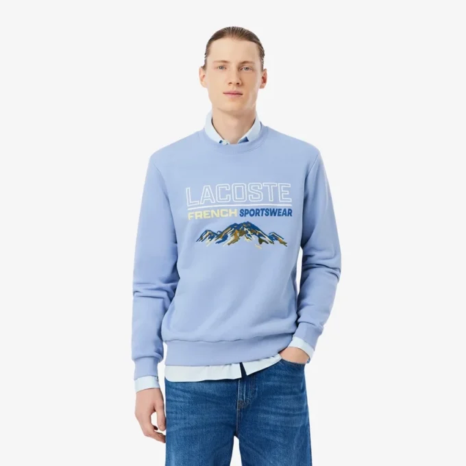 Herren-Sweatshirt aus Fleece mit gesticktem Motiv
