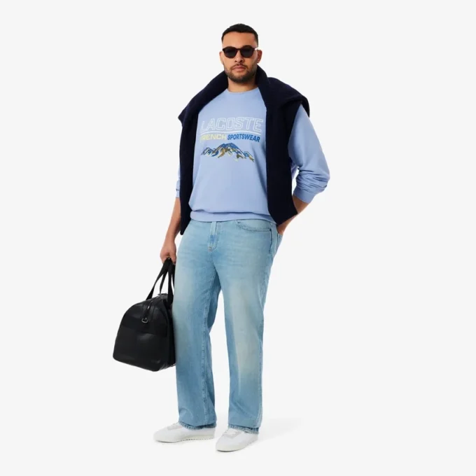 Herren-Sweatshirt aus Fleece mit gesticktem Motiv