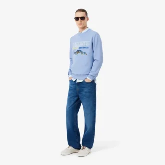 Herren-Sweatshirt aus Fleece mit gesticktem Motiv