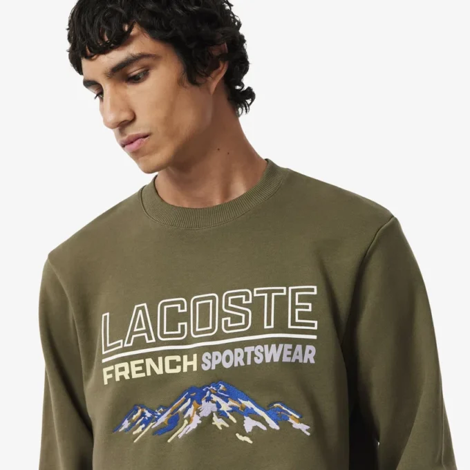 Herren-Sweatshirt aus Fleece mit gesticktem Motiv