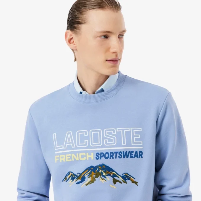 Herren-Sweatshirt aus Fleece mit gesticktem Motiv