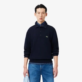 Herren-Sweatshirt mit geripptem Baumwollkragen