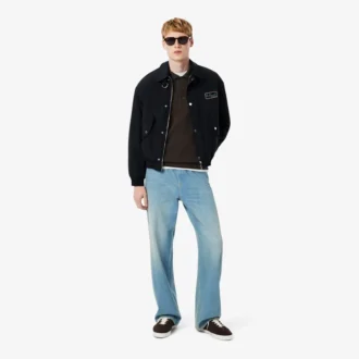 Herren-Sweatshirt mit geripptem Baumwollkragen