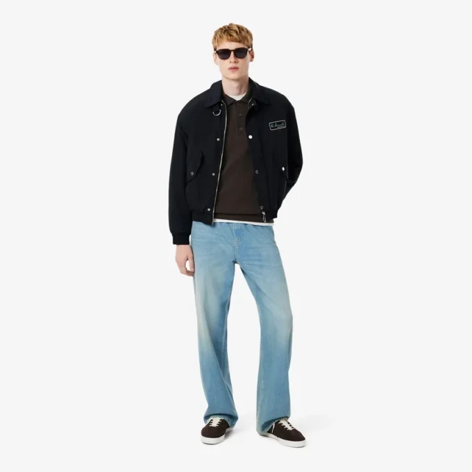 Herren-Sweatshirt mit geripptem Baumwollkragen