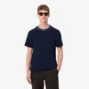 Herren-T-Shirt aus Stretch-Piqué mit gestreiftem Kragen