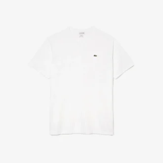 Herren-T-Shirt mit geripptem V-Ausschnitt in langer Passform