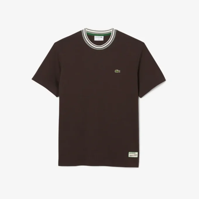 Herren-T-Shirt mit Streifen am Kragen, hergestellt in Frankreich