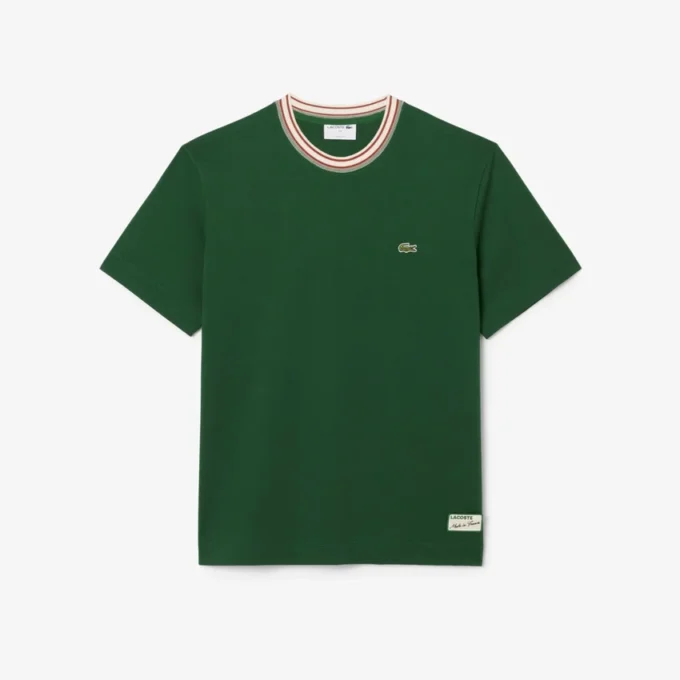 Herren-T-Shirt mit Streifen am Kragen, hergestellt in Frankreich