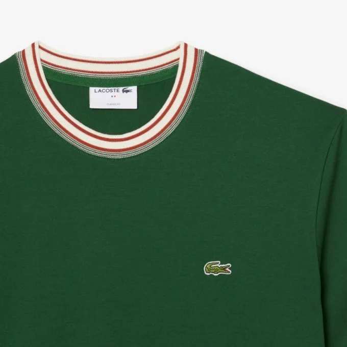 Herren-T-Shirt mit Streifen am Kragen, hergestellt in Frankreich