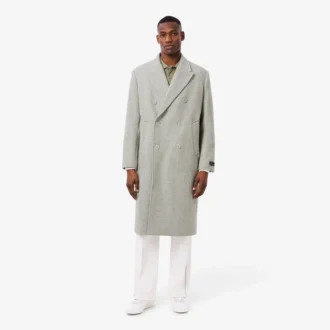 Herren-Wollmantel mit Chevron-Muster und doppelter Knopfleiste