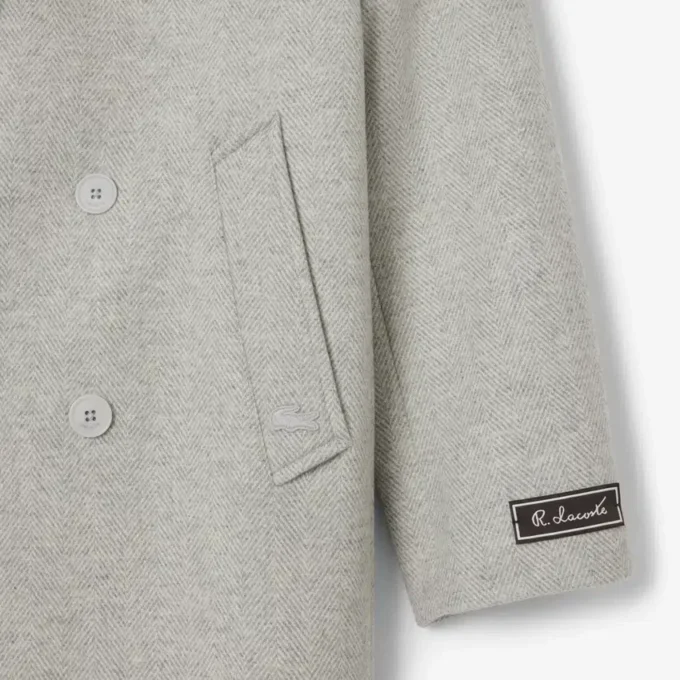 Herren-Wollmantel mit Chevron-Muster und doppelter Knopfleiste