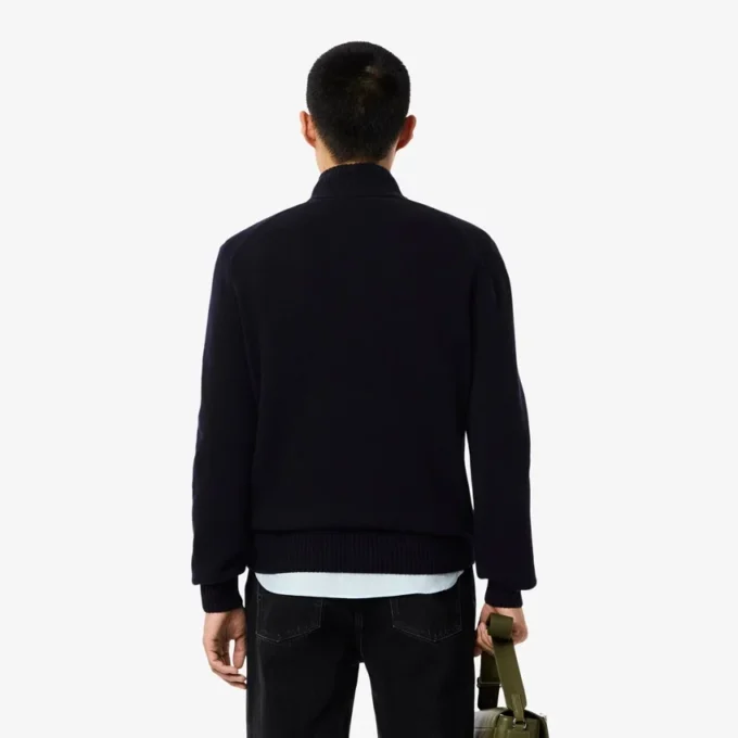 Herren-Wollpullover mit Reißverschluss und hohem Kragen