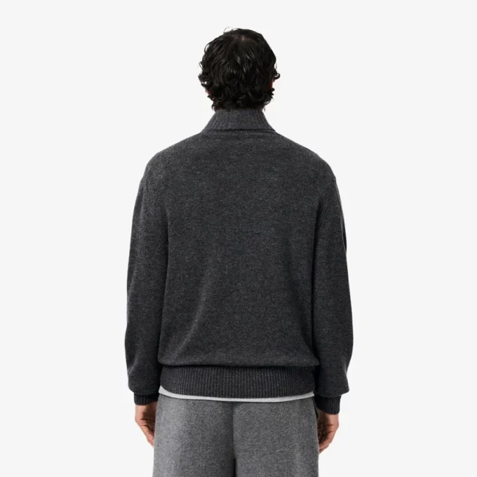Herren-Wollpullover mit Reißverschluss und hohem Kragen