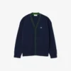 Jungen-Strickjacke mit V-Ausschnitt aus Baumwolle und Wolle