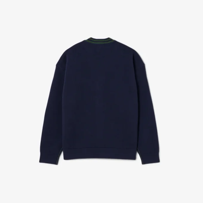 Jungen-Strickjacke mit V-Ausschnitt aus Baumwolle und Wolle