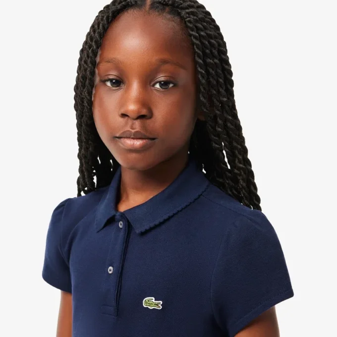 Kinder-Poloshirt mit gewelltem Kragen aus Mini-Piqué