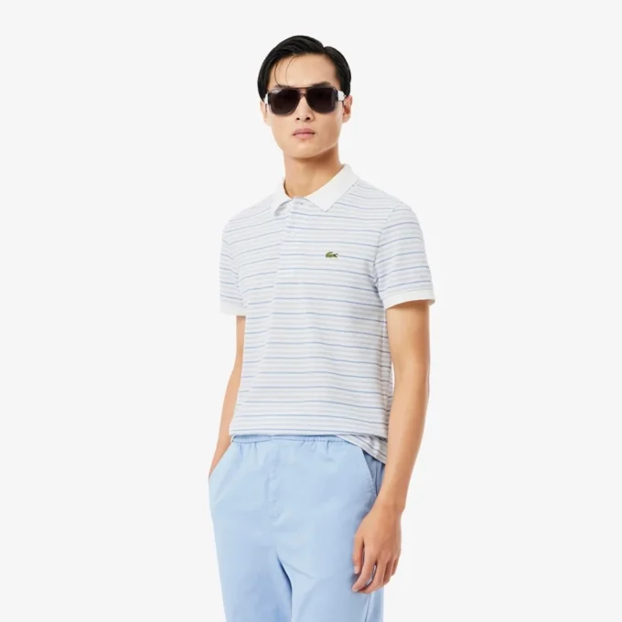 Klassisch geschnittenes gestreiftes Petit Piqué-Poloshirt Klassisch geschnittenes gestreiftes Petit Piqué-Poloshirt