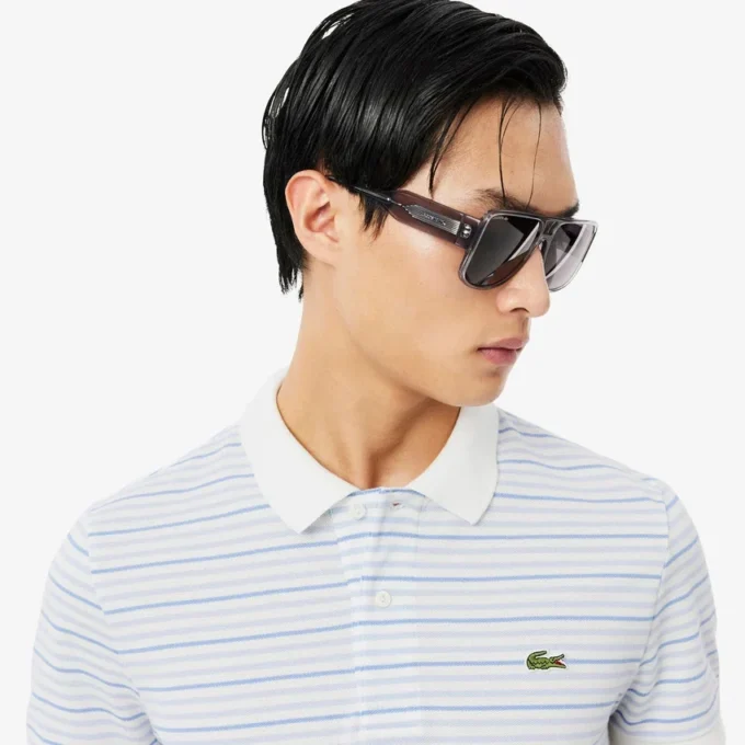 Klassisch geschnittenes gestreiftes Petit Piqué-Poloshirt Klassisch geschnittenes gestreiftes Petit Piqué-Poloshirt