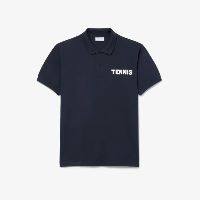 Klassisch geschnittenes Petit-Piqué-Poloshirt mit Aufdruck