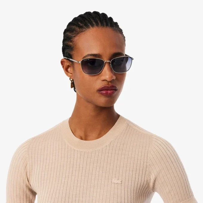 Kurzärmeliger Merinowoll-Rippstrickpullover für Damen