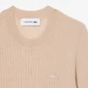 Kurzärmeliger Merinowoll-Rippstrickpullover für Damen