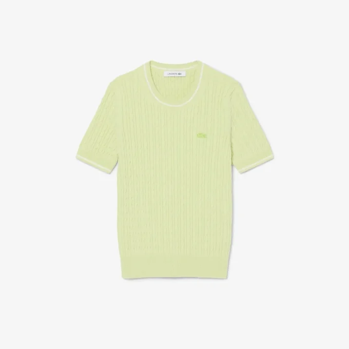 Kurzärmeliger Pullover mit Zopfmuster