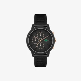 Lacoste.12.12 Chrono Uhr Schwarz & Nelkengold Silikon