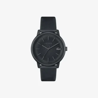 Lacoste.12.12 Move 3-Zeiger-Uhr, schwarzes Silikon