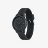 Lacoste.12.12 Move 3-Zeiger-Uhr, schwarzes Silikon