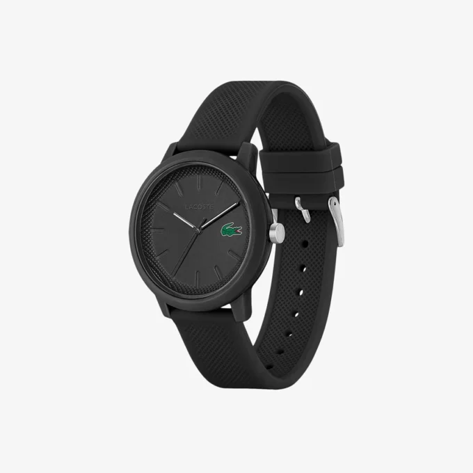 Lacoste.12.12 Uhr mit schwarzem Silikonarmband