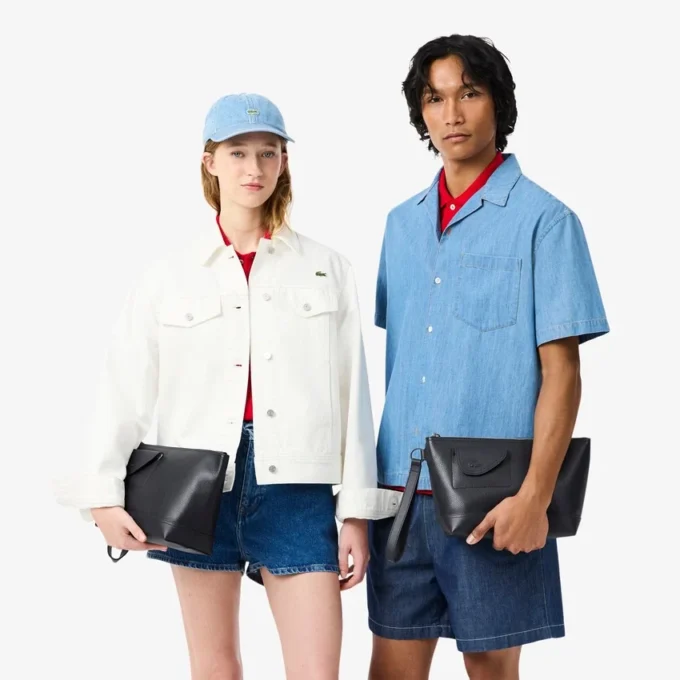 Lacoste Clutch aus genarbtem Leder