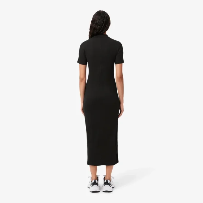 Langes Poloshirt aus gerippter Baumwolle für Damen