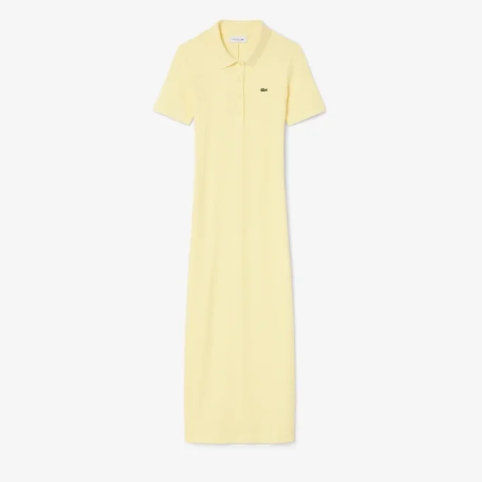 Langes Poloshirt aus gerippter Baumwolle für Damen