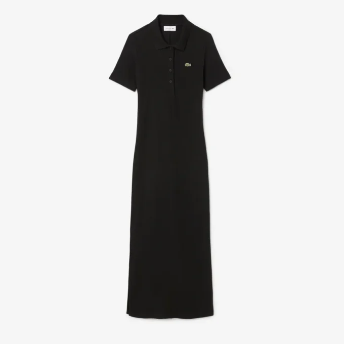 Langes Poloshirt aus gerippter Baumwolle für Damen