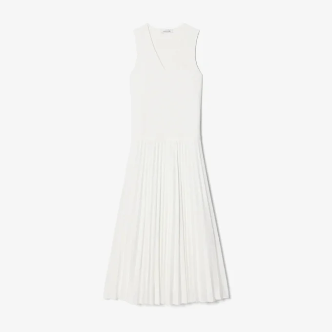 Langes, ärmelloses Plisseekleid