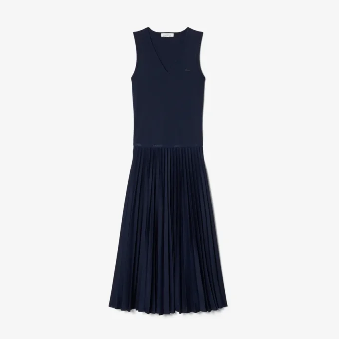 Langes, ärmelloses Plisseekleid