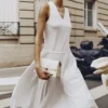 Langes, ärmelloses Plisseekleid