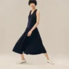 Langes, ärmelloses Plisseekleid