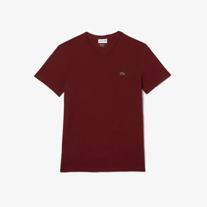 Leichtes Herren-T-Shirt aus Pima-Baumwolle mit V-Ausschnitt