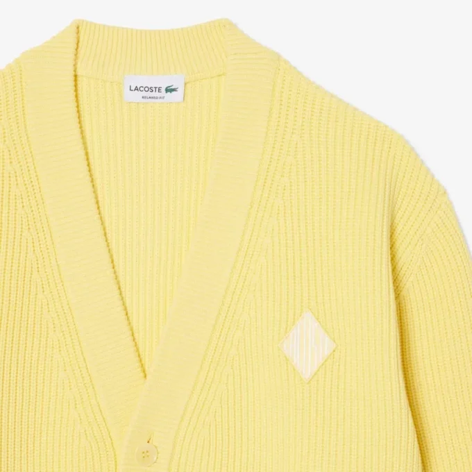 Locker sitzender Strickcardigan aus gerippter Baumwolle