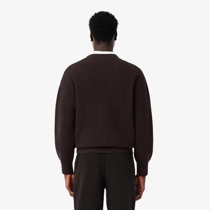 Locker sitzender Strickcardigan aus gerippter Baumwolle