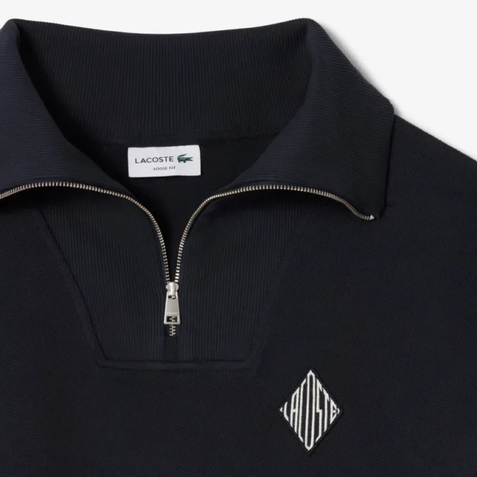 Locker sitzendes Sweatshirt mit Reißverschluss und Piqué-Stoff