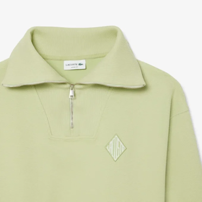 Locker sitzendes Sweatshirt mit Reißverschluss und Piqué-Stoff
